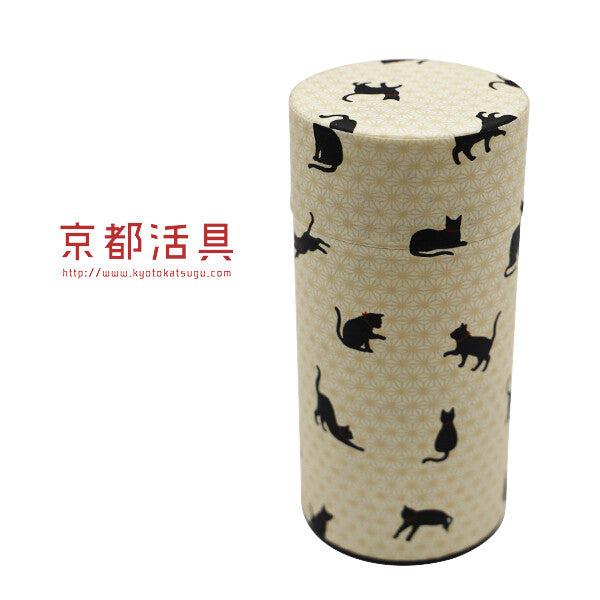Kyoto Katsugu Hand-Dyed Washi Tea Canister Large Black Cat No.15