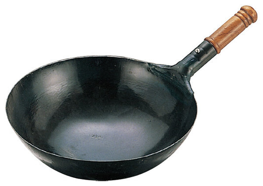 Yamada Kogyosho Hand-Forged Iron Peking Pan with Wood Handle