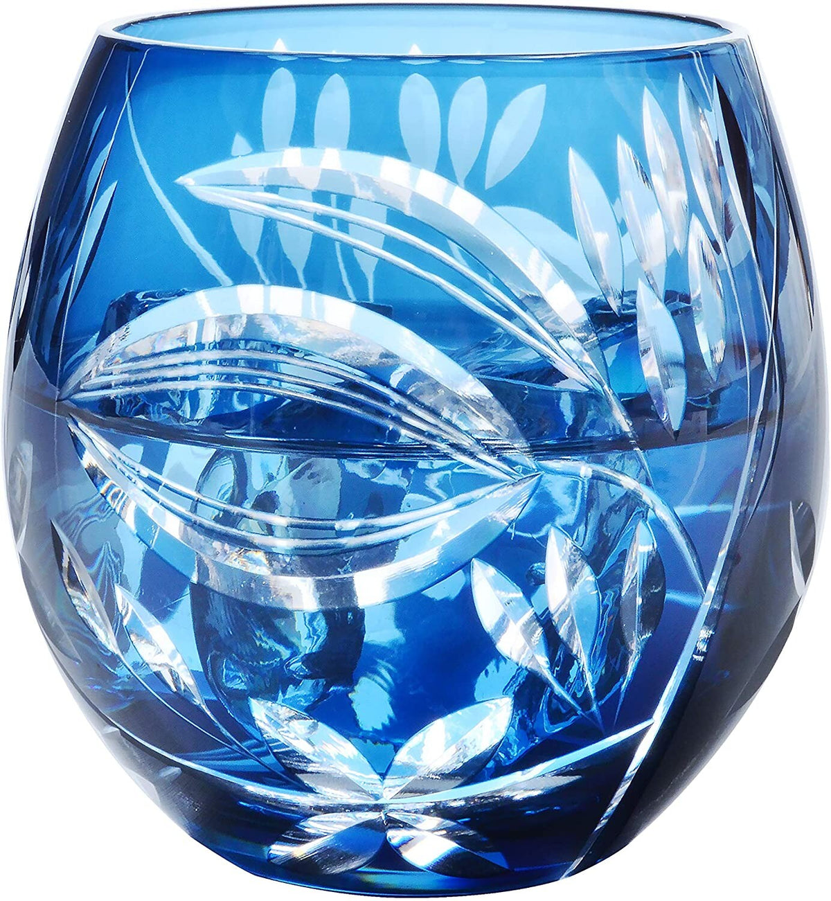Toyo-Sasaki Glass Kiriko Cut Glass Tumbler Saxima Botan Zuru