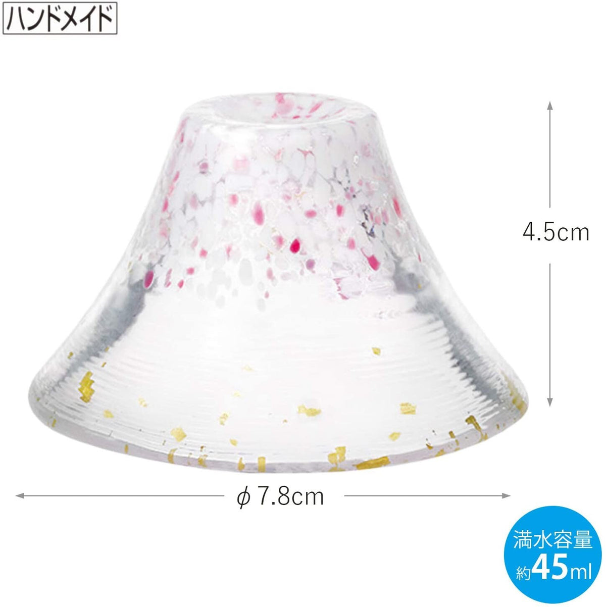 Toyo-Sasaki Glass Sakura Fuji Sake Cup Light Cherry Blossom Pink 45ml