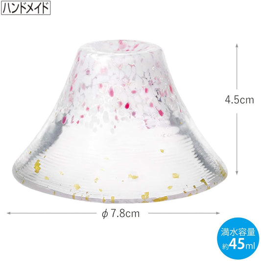 Toyo-Sasaki Glass Sakura Fuji Sake Cup Light Cherry Blossom Pink 45ml