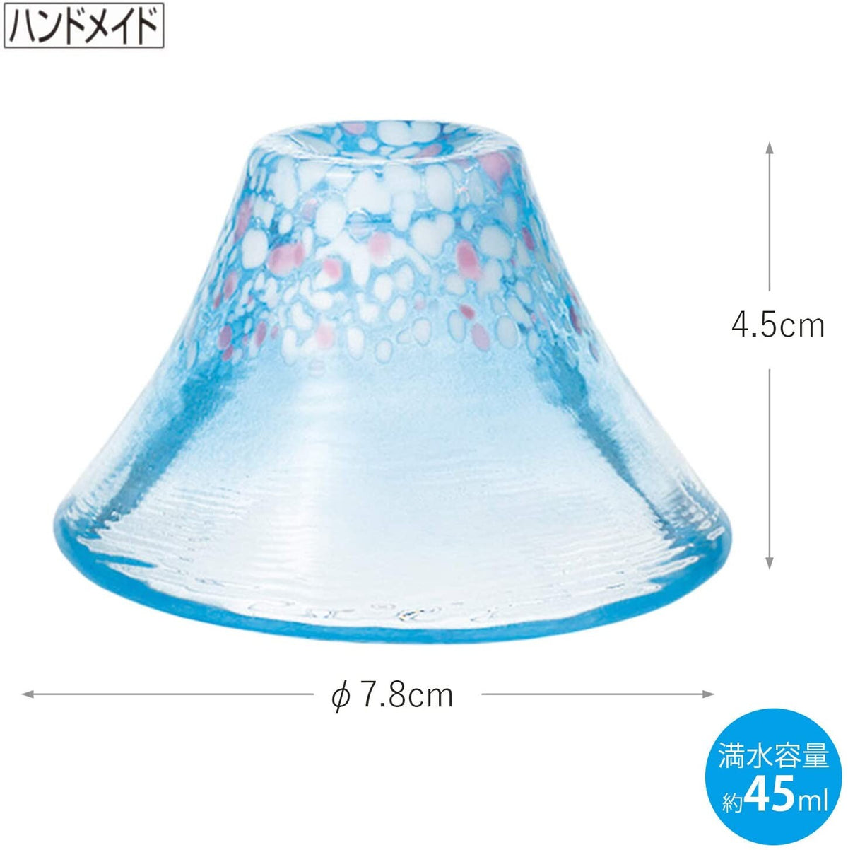 Toyo-Sasaki Glass Sakura Fuji Sake Cup Clear Cherry Blossom Blue 45ml