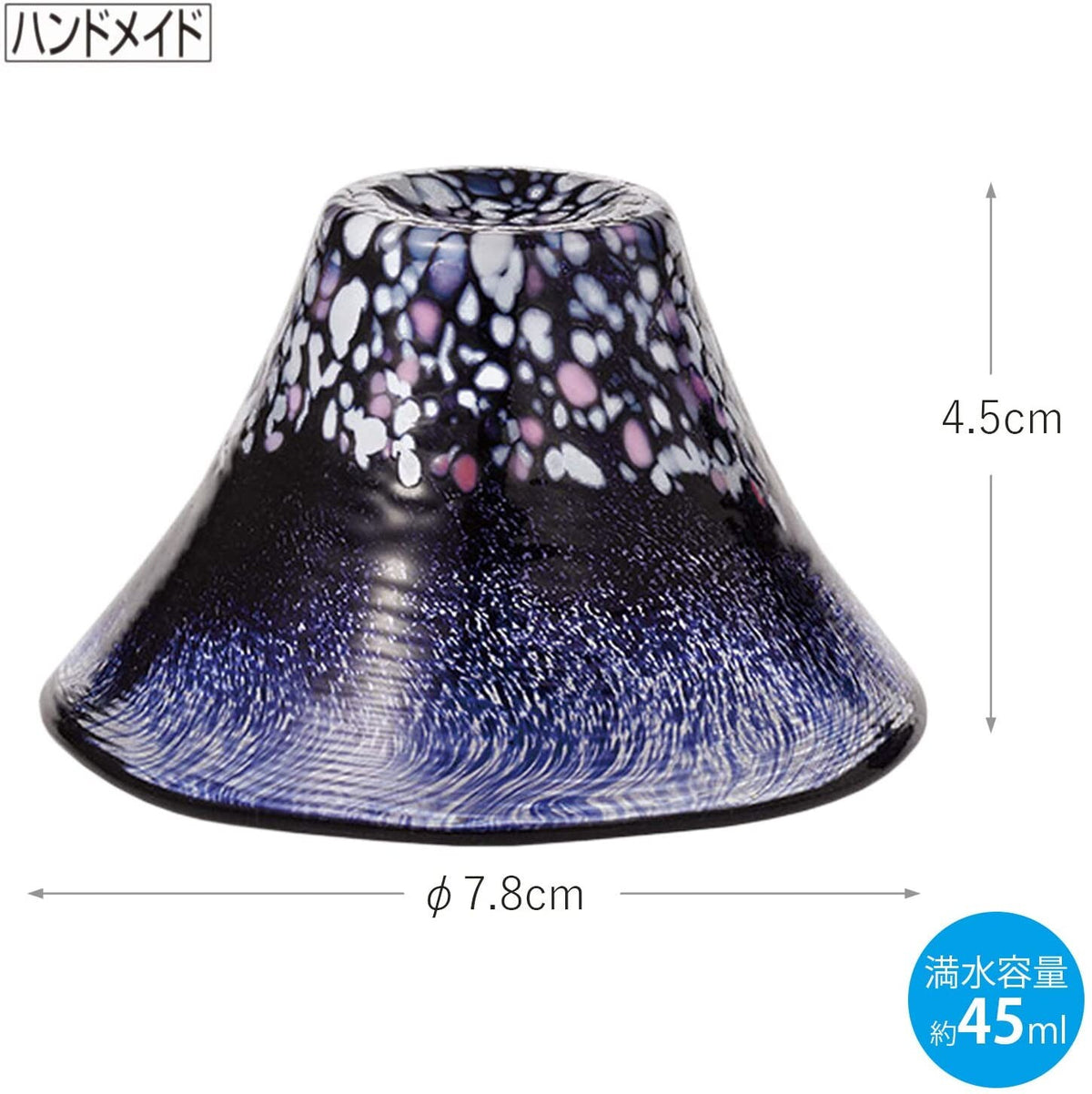 Toyo-Sasaki Glass Sakura Fuji Sake Cup Night Cherry Blossom Navy 45ml