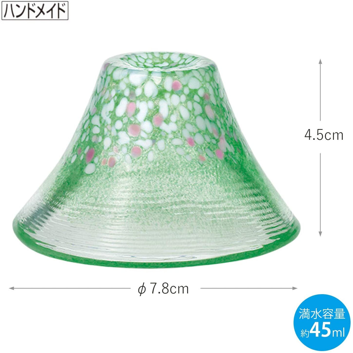 Toyo-Sasaki Glass Sakura Fuji Sake Cup Mountain Cherry Blossom Green 45ml