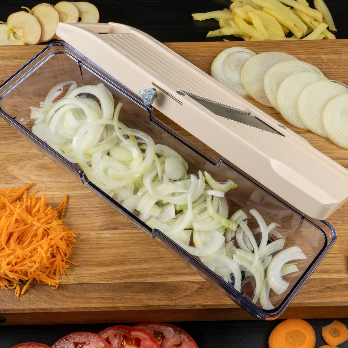 Benriner Classic Japanese Mandoline Slicer 64mm with Tray, Ivory, Made in Japan