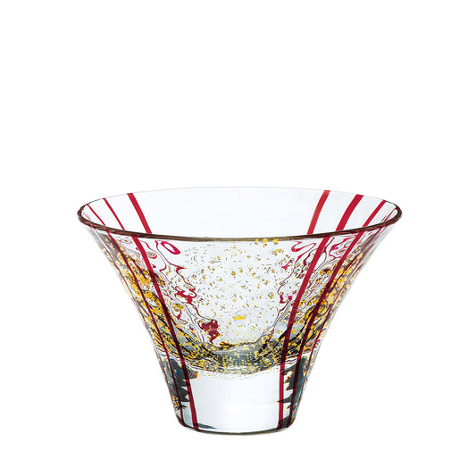 Toyo-Sasaki Glass Yachiyo Kiln Edo Glass Sake Cup Hanami Red