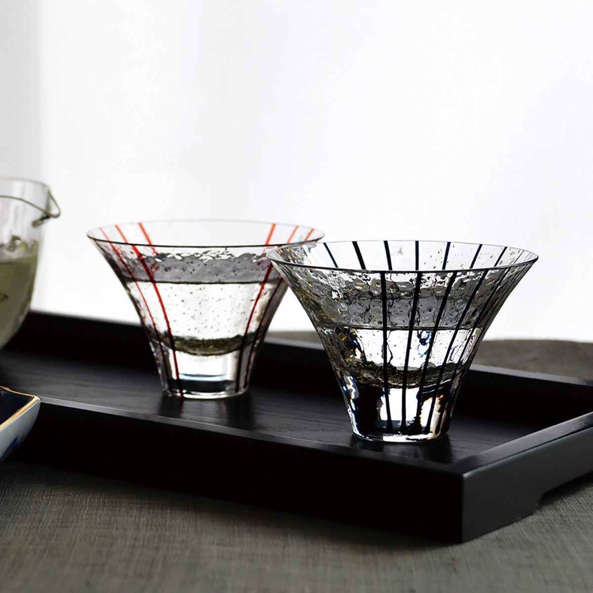 Toyo-Sasaki Glass Yachiyo Kiln Edo Glass Sake Cup Moon Viewing Black