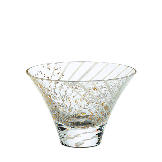 Toyo-Sasaki Glass Yachiyo Kiln Edo Glass Sake Cup Snow Viewing White