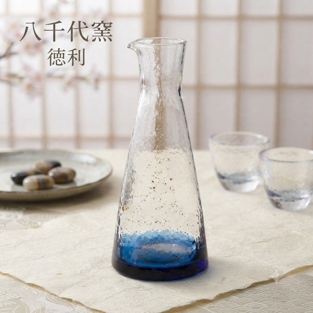 Toyo-Sasaki Glass Edo Glass Yachiyo Kiln Tokkuri Blue 300ml