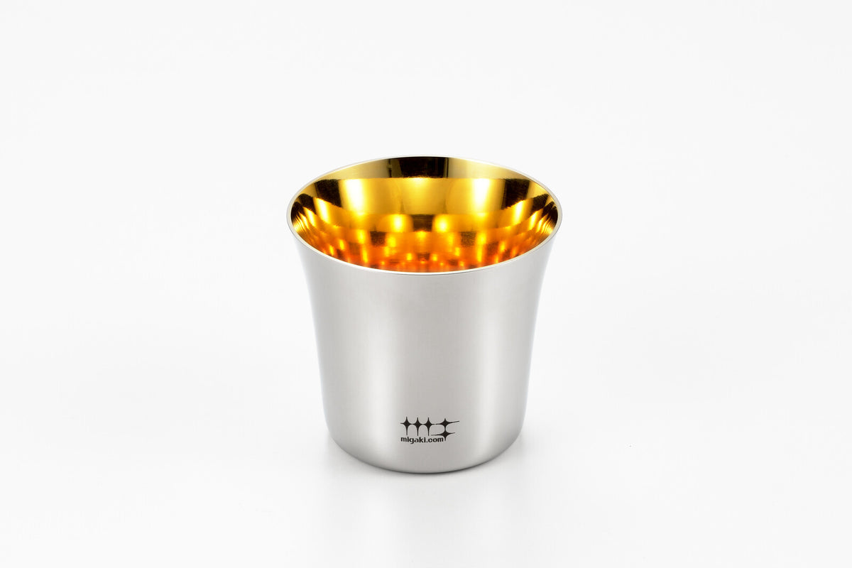 Yoshikawa Stainless Steel Guinomi Sake Cup 190ml Gold-Plated Interior