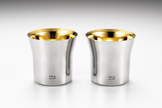 Yoshikawa Double-Wall Rock Tumbler 320ml Gold-Plated Interior Set of 2