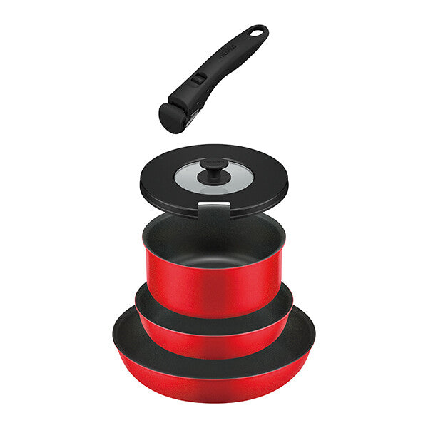 Thermos Detachable Handle Frying Pan 5-Piece Set Bright Red KSC-5A
