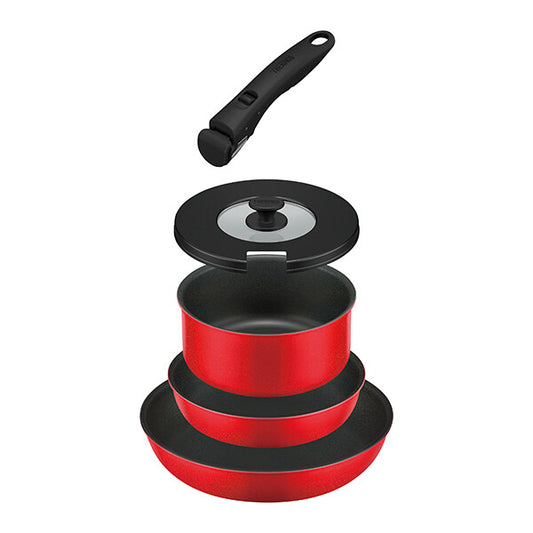 Thermos Detachable Handle Frying Pan 5-Piece Set Bright Red KSC-5A