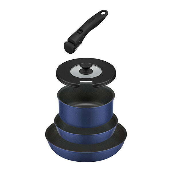 Thermos Detachable Handle Frying Pan 5-Piece Set Indigo Blue KSC-5A