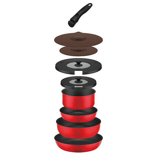 Thermos Detachable Handle Frying Pan 9-Piece Set Bright Red KSC-9A