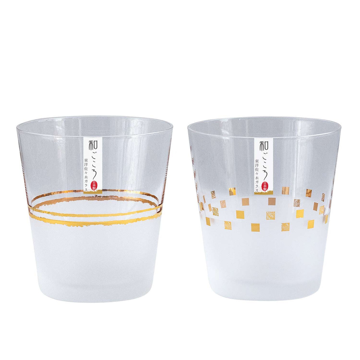 Toyo-Sasaki Glass Wagokoro Pair Free Glass Double Line & Checkered