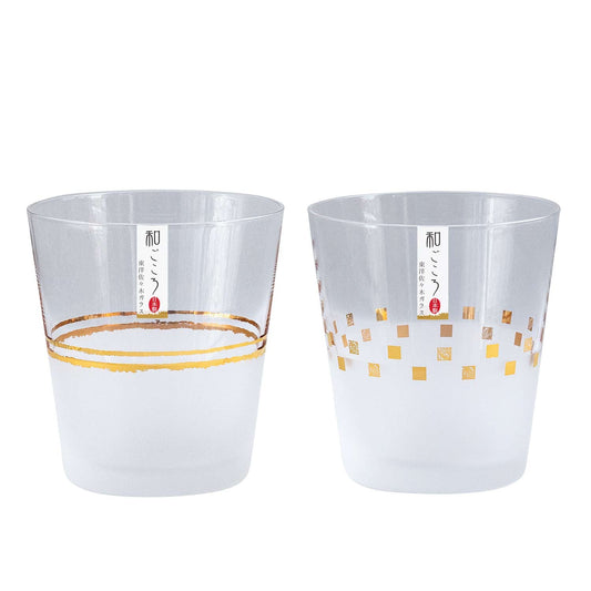 Toyo-Sasaki Glass Wagokoro Pair Free Glass Double Line & Checkered