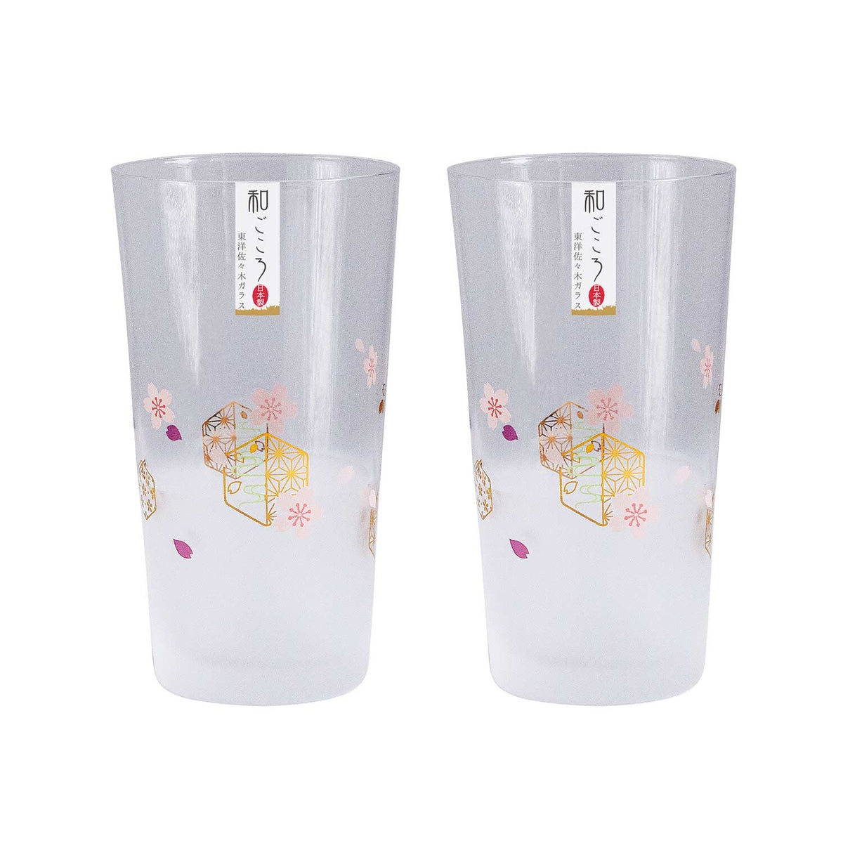 Toyo-Sasaki Glass Wagokoro Pair Tumbler Sakura Pattern