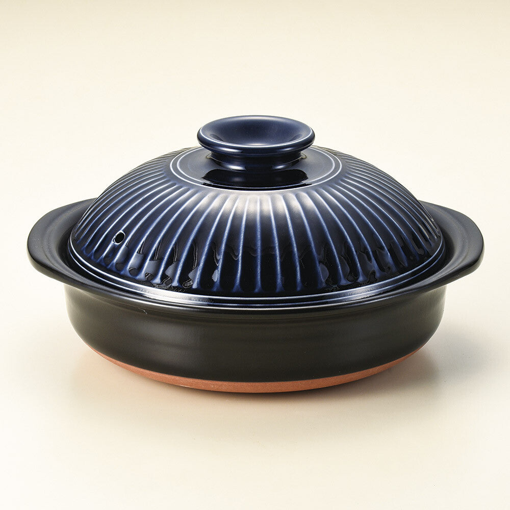 Ginpo Chrysanthemum Blue Donabe Pot Size 7 1.2L