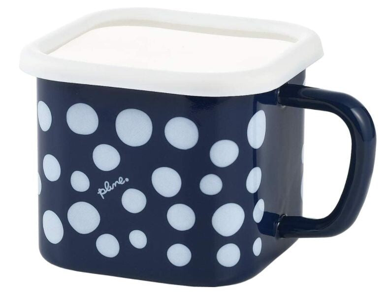 Plune Enamel Multi Square Pot Dot Navy YJ-815
