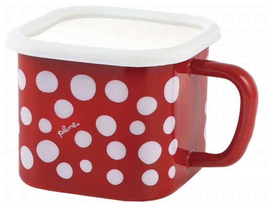 Plune Enamel Multi Square Pot Dot Red YJ-813