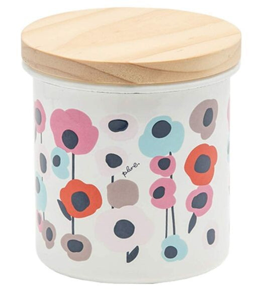 Plune Enamel Canister 350ml Fluffy Flowers CA-301