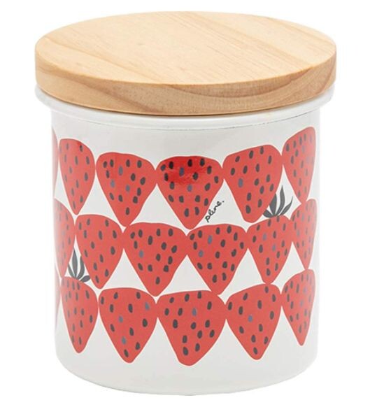 Plune Enamel Canister 350ml Red Strawberries CA-305