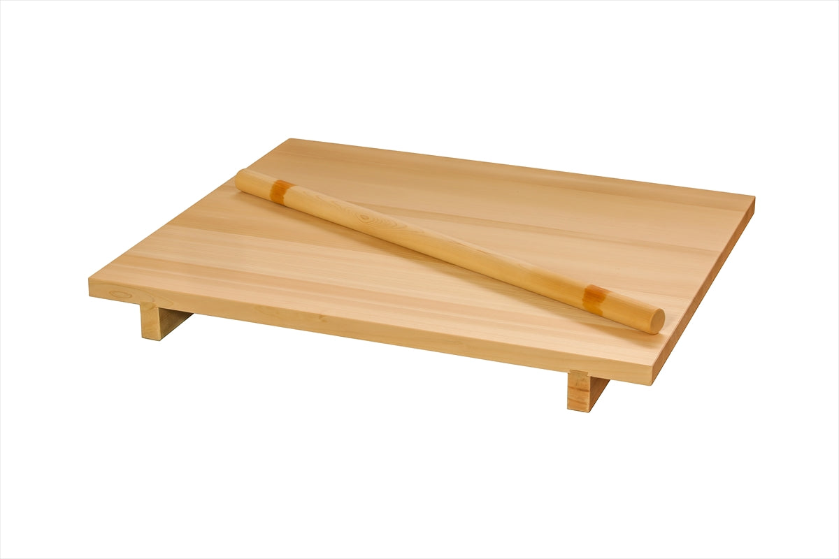 Shimizu Mokuzai Wooden Noodle Rolling Board with Rolling Pin 70x60cm Home Use