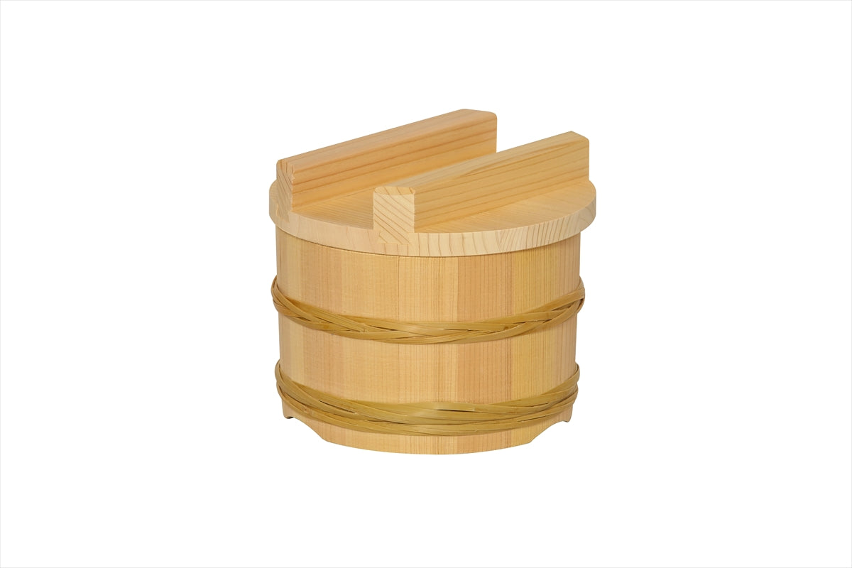 Shimizu Mokuzai Mini Ohitsu Rice Container 14.5cm 1 Cup Bamboo Hoops