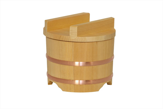 Shimizu Mokuzai Ohitsu Sawara Wood Rice Container with Flat Lid 18cm 3 Cups