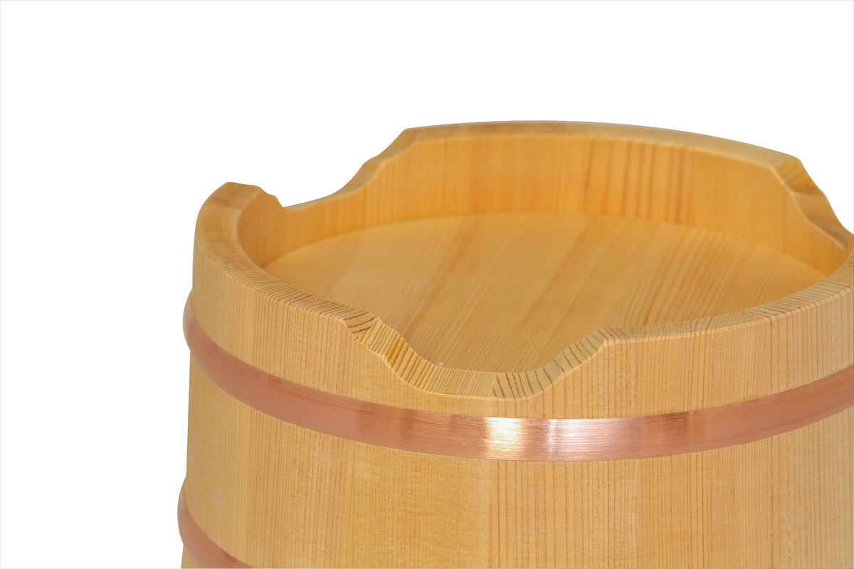 Shimizu Mokuzai Ohitsu Sawara Wood Rice Container with Flat Lid