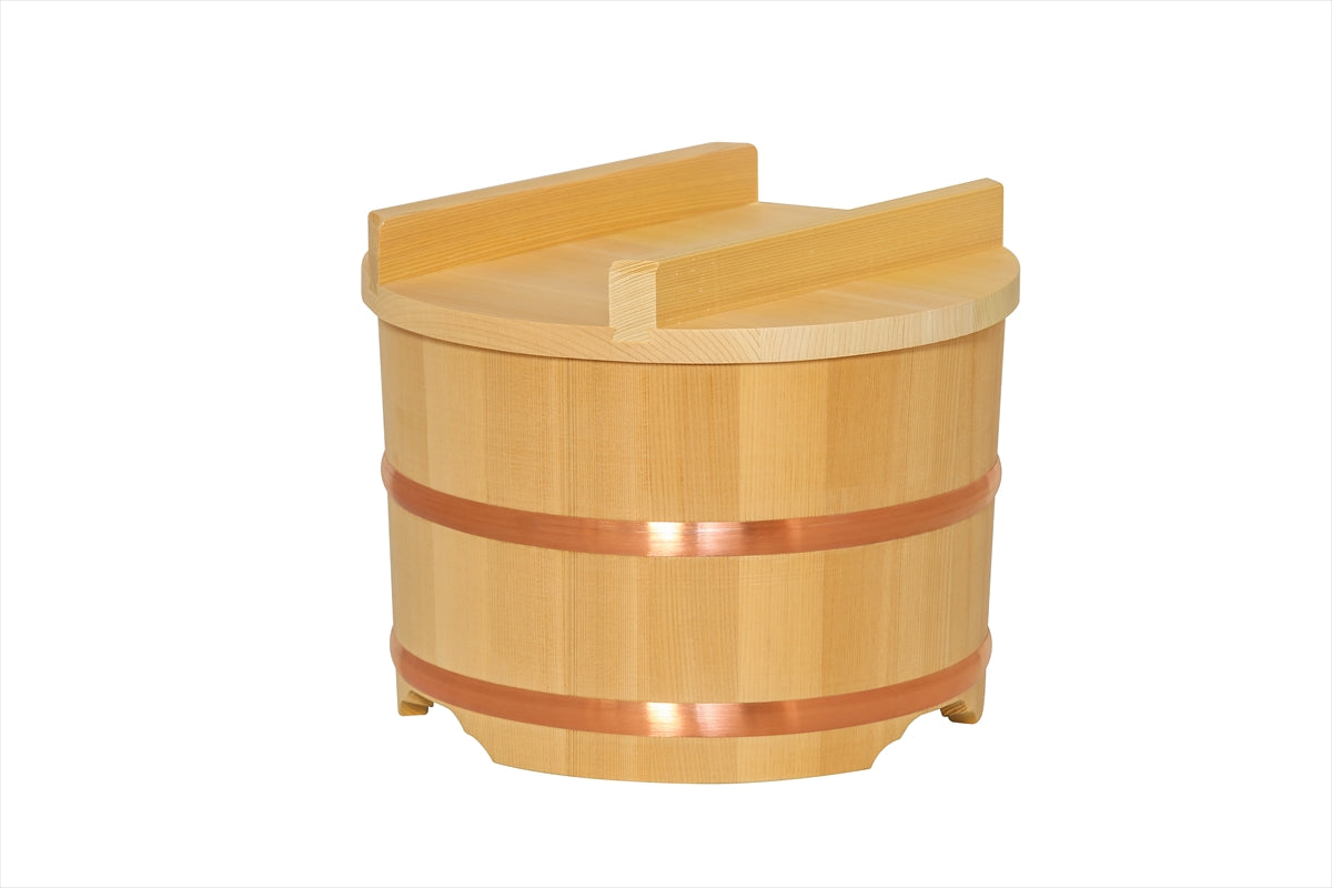Shimizu Mokuzai Ohitsu Sawara Wood Rice Container with Flat Lid 27cm 10 Cups