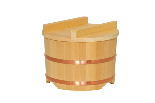 Shimizu Mokuzai Ohitsu Sawara Wood Rice Container with Flat Lid 27cm 10 Cups