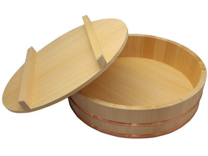 Shimizu Mokuzai Sushi Rice Mixing Tub (Hangiri) with Lid 39cm 10 Cups