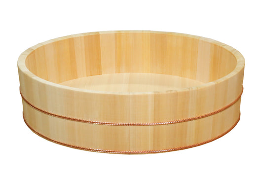 Shimizu Mokuzai Sushi Rice Mixing Tub (Hangiri) 54cm Twisted Copper Hoop