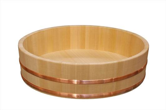 Shimizu Mokuzai Sushi Rice Mixing Tub (Hangiri) 60cm Copper Hoop