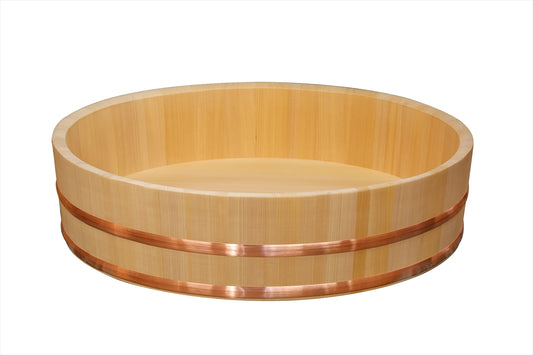 Shimizu Mokuzai Sushi Rice Mixing Tub (Hangiri) 66cm Copper Hoop