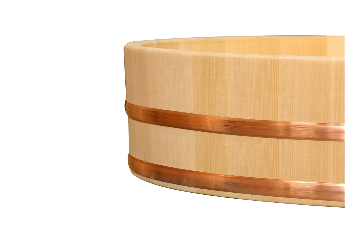Shimizu Mokuzai Sushi Rice Mixing Tub (Hangiri) 66cm Copper Hoop