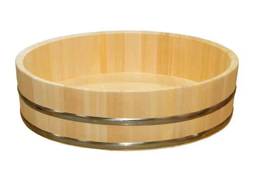 Shimizu Mokuzai Sushi Rice Mixing Tub (Hangiri) 75cm Stainless Steel Hoop