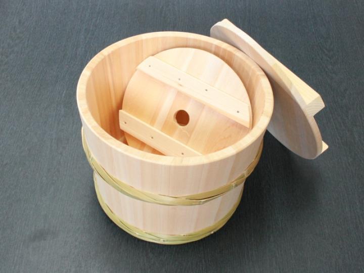 Shimizu Mokuzai Tsukemono Pickling Barrel Sawara Wood Large 17L
