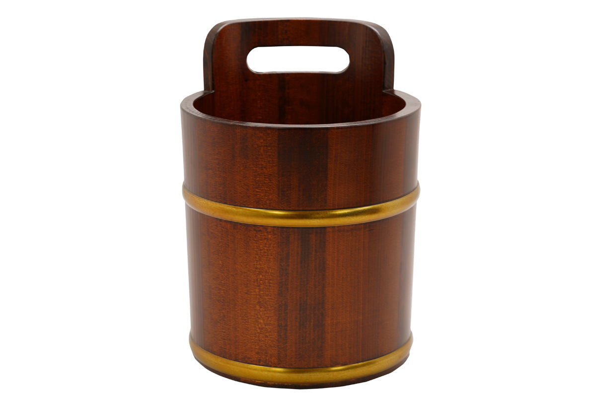 Shimizu Mokuzai Wooden Wine Cooler Single Handle Urushi Lacquer 18cm