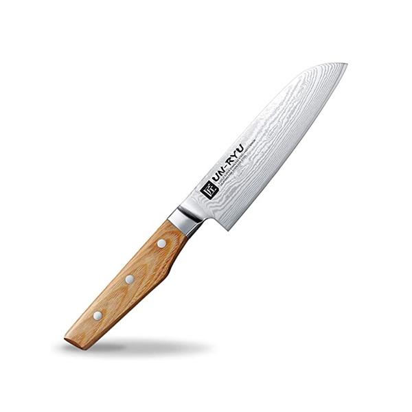 Shimomura Unryu Damascus Steel Knife with Wood Handle