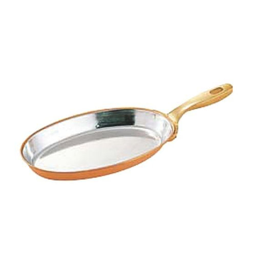 Wadasuke Copper Oval Frying Pan 20cm Tin Lined 3404-0200
