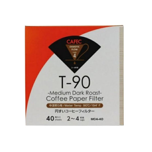 CAFEC Medium Dark Roast Cone Coffee Filter 2-4 Cups 40 Sheets White MC4-40W
