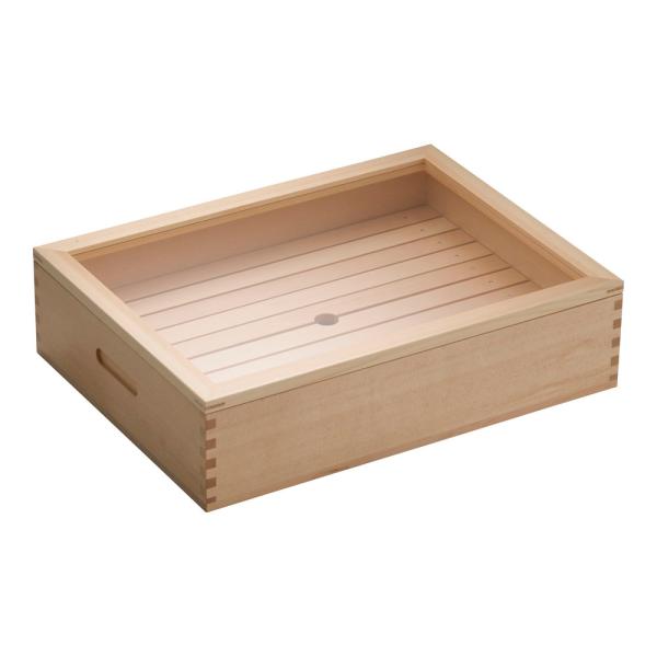 Yamako Wooden Sushi Neta Box with Acrylic Lid