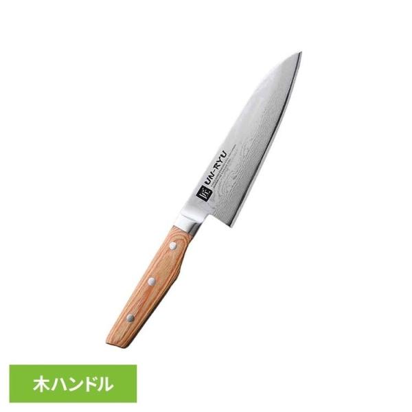 Shimomura Unryu Santoku Knife VG10 Damascus Wood Handle 170mm UNR-01