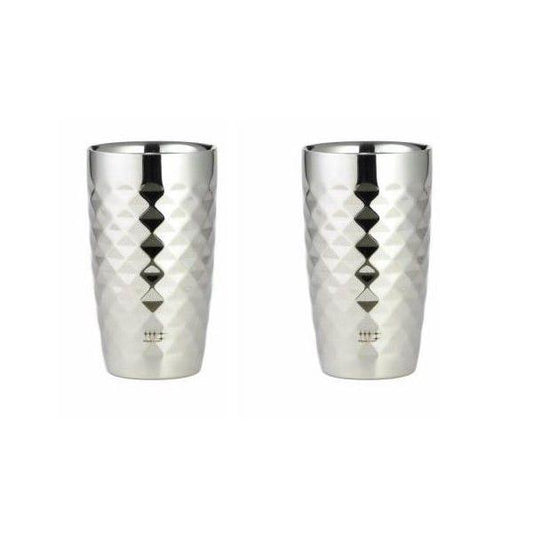 Migakiya Syndicate Double Wall Beer Tumbler Set of 2, Diamond Cut 370ml