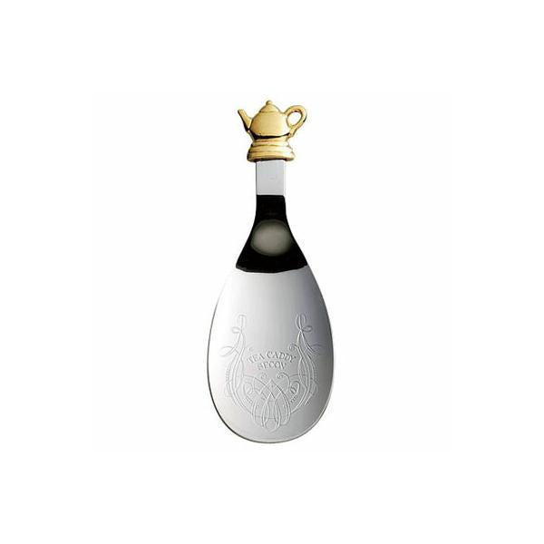 Azuma SALUS Pot Tea Caddy Spoon with Gold-Plated Pewter Handle
