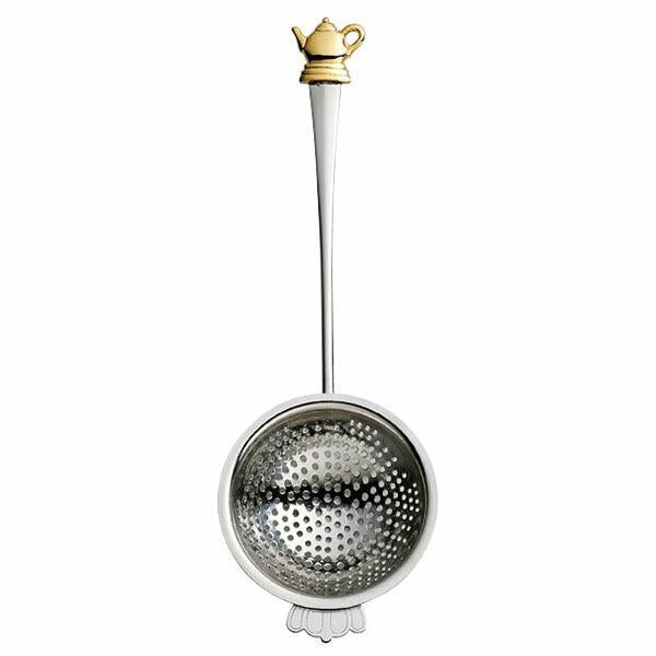 Azuma SALUS Pot Tea Strainer with Gold-Plated Pewter Handle